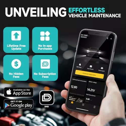 DND Echo Bluetooth OBD2 Scanner - All System Wireless Car Diagnostic Tool for iOS & Android, Automotive Scan Tool with 3 Resets, Check Engine Vehicle Code Reader, Free Update OBDII Diagnsotic Scanner